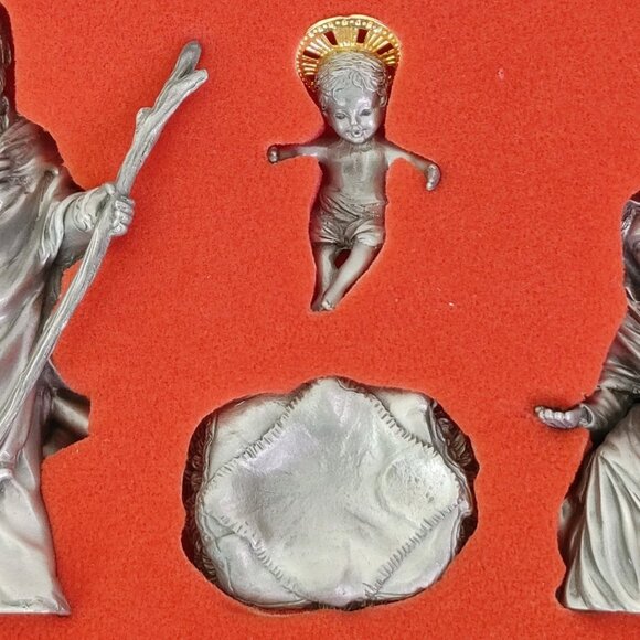 Lenox Pewter The Holy Family 3 pc Nativity Holloware Excellent Condition - Picture 8 of 13